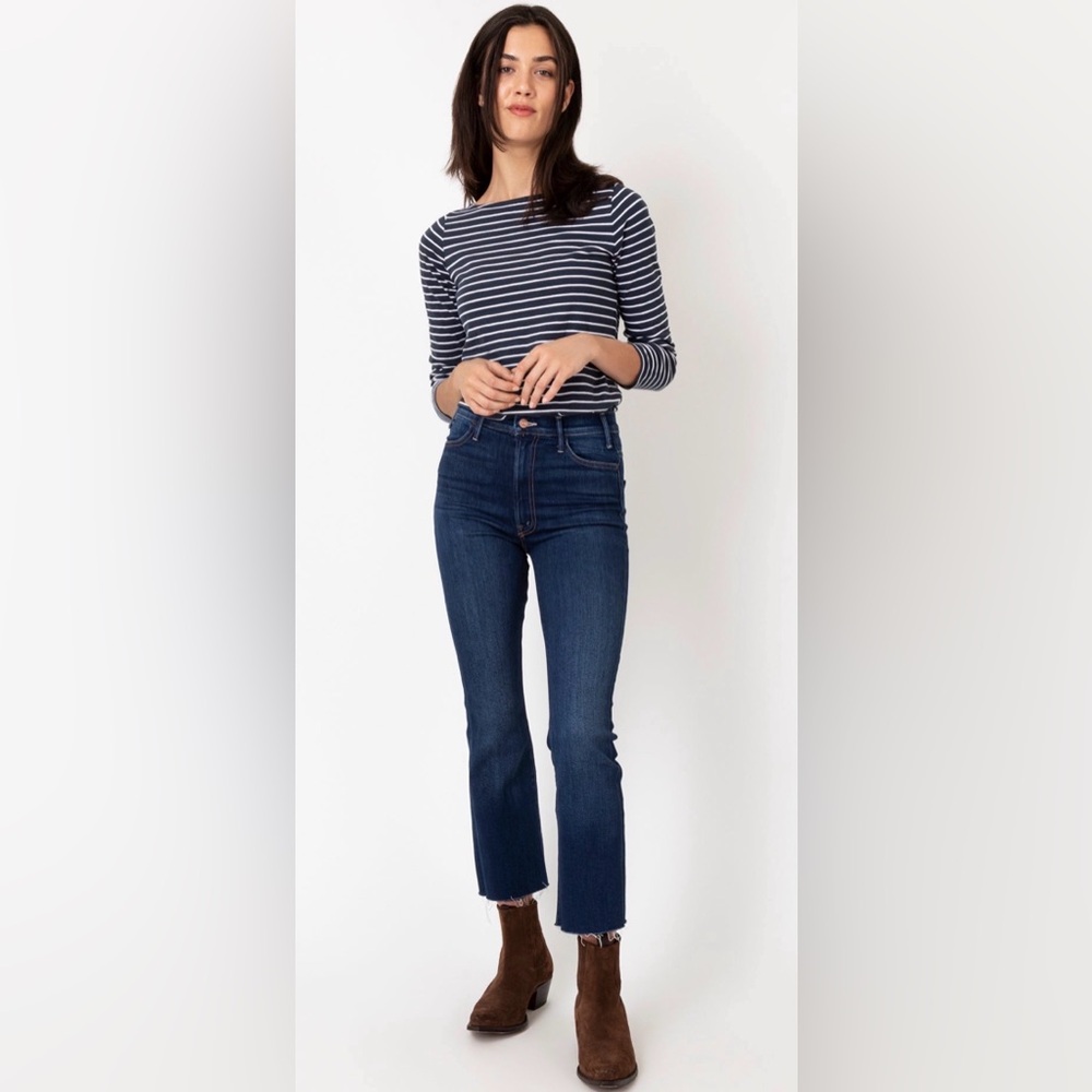 MOTHER Dark Blue Cropped Ankle Jeans